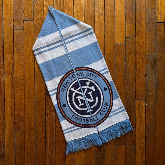 Adidas Other - Adidas MLS New York City FC Unisex Blue White Orange Striped Unique 2 Side Scarf